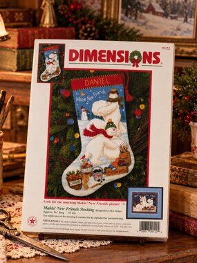 Vintage‎ (2000) Dimensions Makin’ New Friends Needlepoint Stocking Kit 9122